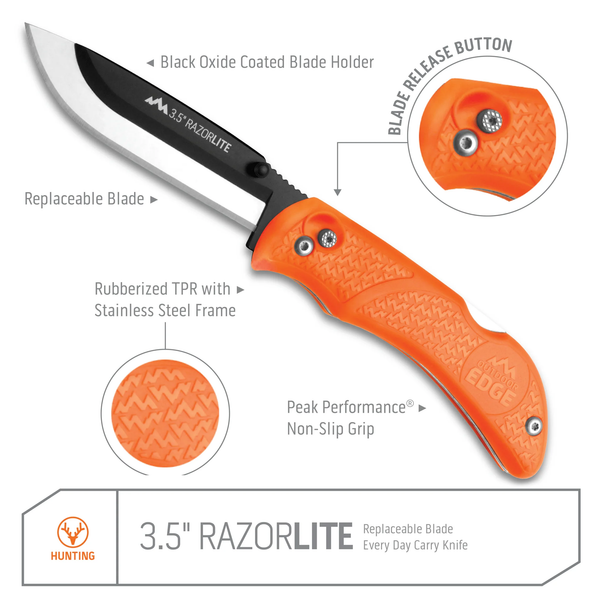Outdoor Edge RAZORPRO® L 3.5" REPLACEABLE BLADE HUNTING KNIFE