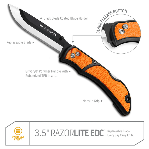 Outdoor Edge 3.5" RAZOR EDC LITE REPLACEABLE BLADE CARRY KNIFE
