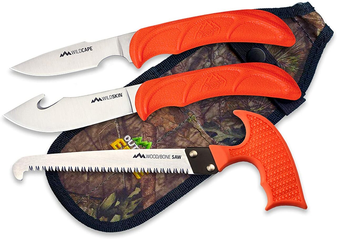 Outdoor Edge Wild Guide, 4Piece Hunting Knife/Saw Combo Set